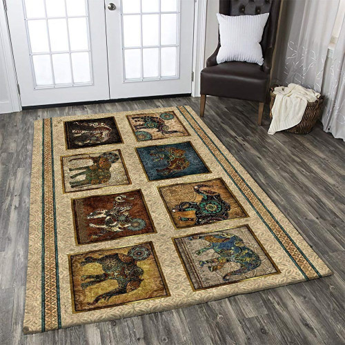 Aztec Elephants Large Area Rugs Highlight For Home, Living Room & Outdoor Area Rug