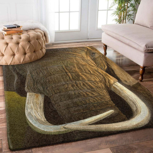 Green Elephants Zoom Face Large Area Rugs Highlight For Home, Living Room & Outdoor Area Rug