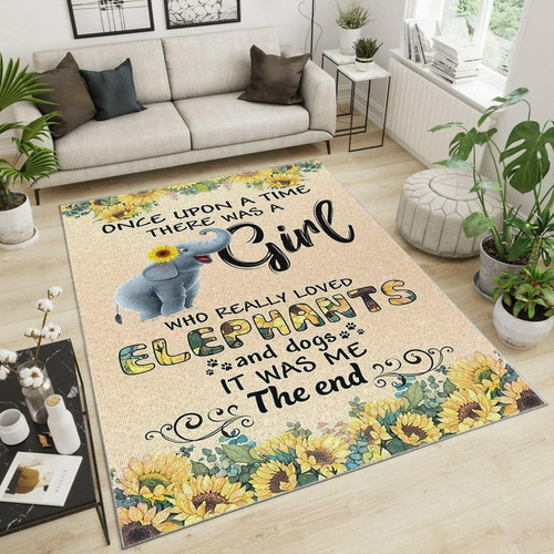 Girl Elephants Large Area Rugs Highlight For Home, Living Room & Outdoor Area Rug