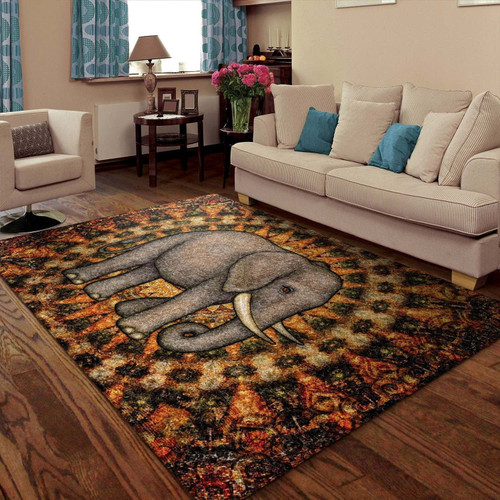 Elephants Sun Large Area Rugs Highlight For Home, Living Room & Outdoor Area Rug
