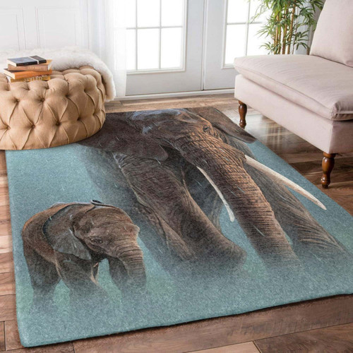Elephants Family Large Area Rugs Highlight For Home, Living Room & Outdoor Area Rug