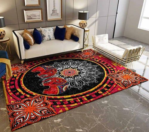 Red Mandala Large Area Rugs Highlight For Home, Living Room & Outdoor Area Rug