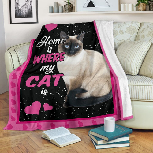 Lt Home Is Where My Cat Í Blanket Premium Blanket