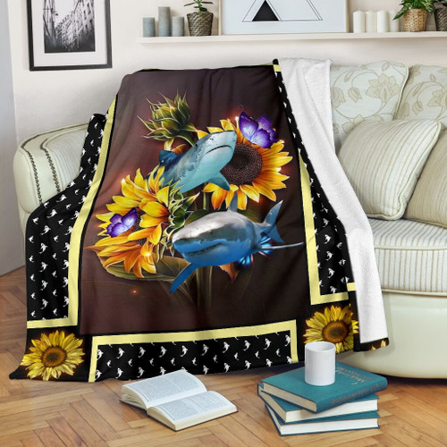 Dt-10 Shark Dark Sunflower Blanket Premium Blanket