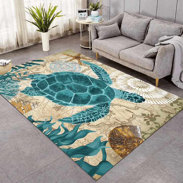 Animal Sea Turtle Summer Beach Large Area Rugs Highlight For Home, Living Room & Outdoor Area Rug