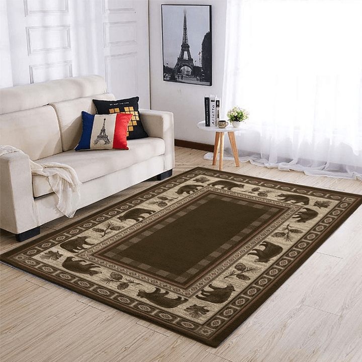 Nature Bear Flannel Fabric Large Area Rugs Highlight For Home, Living Room & Outdoor Area Rug