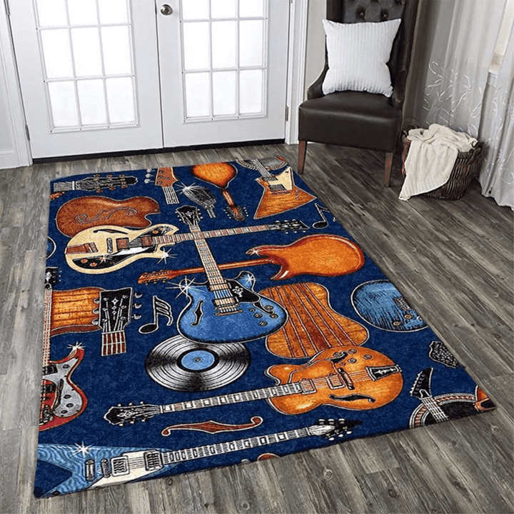 Colorful Instruments, Guitar Large Area Rugs Highlight For Home, Living Room & Outdoor Area Rug