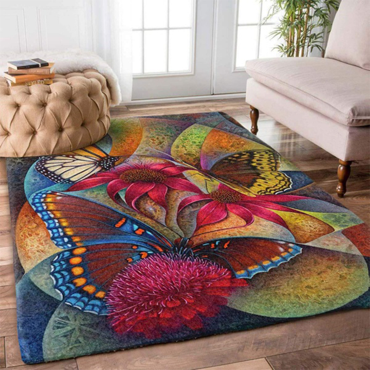 Floral Butterfly Large Area Rugs Highlight For Home, Living Room & Outdoor Area Rug