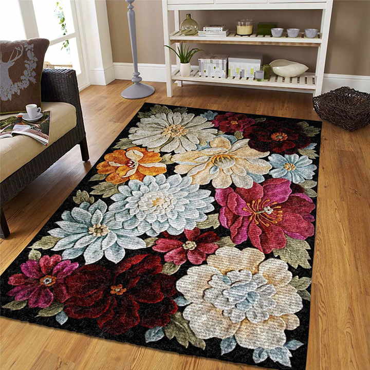 Blooming Flower Large Area Rugs Highlight For Home, Living Room & Outdoor Area Rug