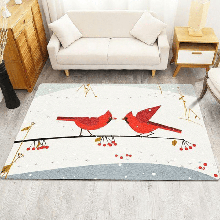Cardinal Bird Christmas Area Rug Large Area Rugs Highlight For Home, Living Room & Outdoor Area Rug