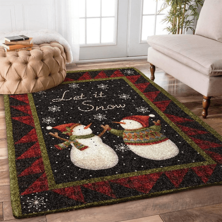Snowman Let It Snow Christmas Large Area Rugs Highlight For Home, Living Room & Outdoor Area Rug