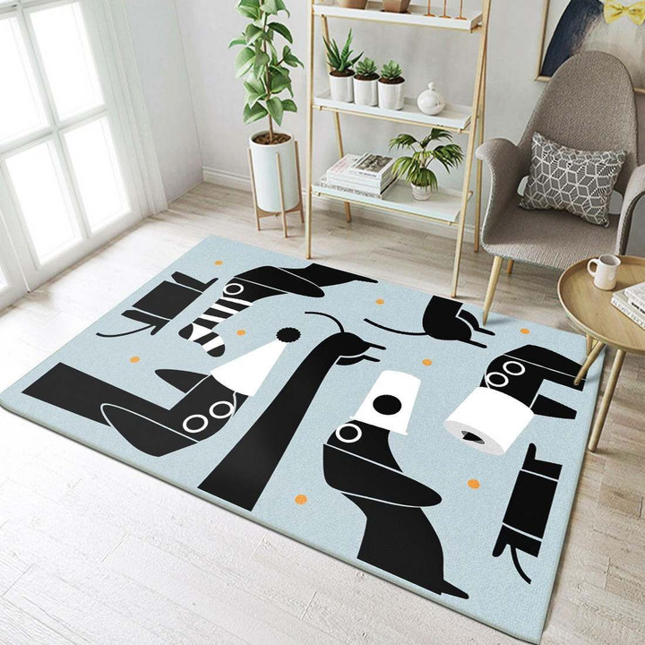 Black Dachshund Large Area Rugs Highlight For Home, Living Room & Outdoor Area Rug
