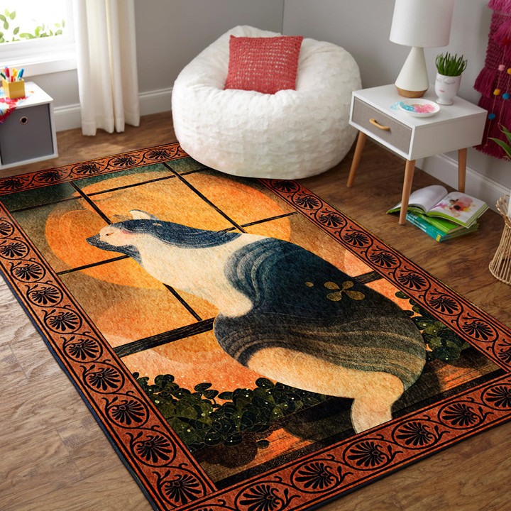 Cat Next To The Window Rectangle Rug Gift For Cat Lover