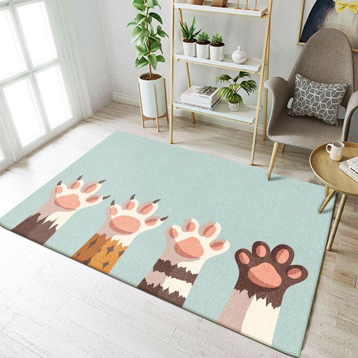 Feet Cats Blue Rectangle Rug Gift For Cat Lover