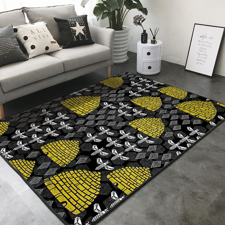 Yellow Beehives Rectangle Rug Gift For Animal Lover, Living Room & Outdoor Area Rug