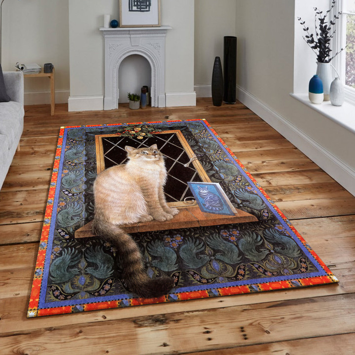 Cat On The Window Rectangle Rug Gift For Cat Lover, Living Room & Outdoor Area Rug