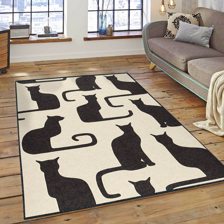 Shadow Cats Rectangle Rug Gift For Cat Lover Highlight For Home, Living Room & Outdoor Area Rug
