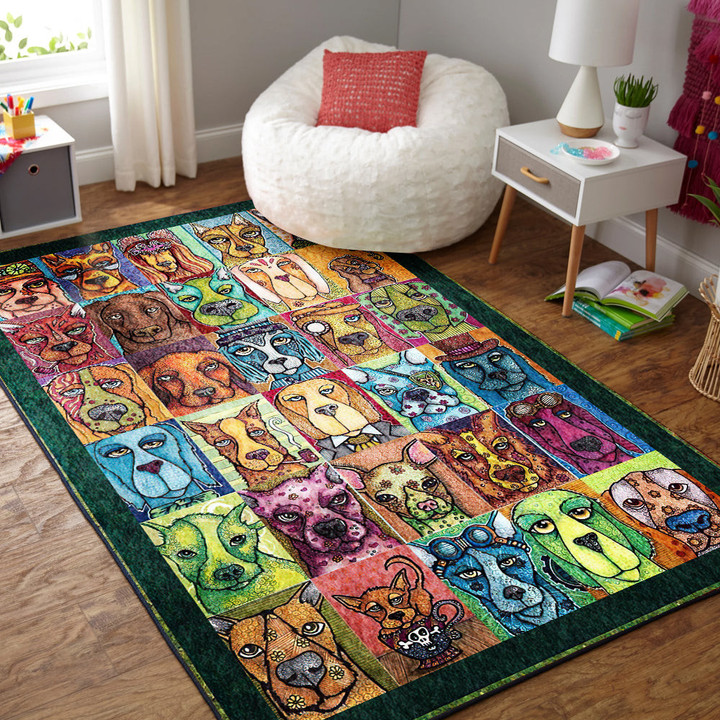 Dogs 2 Rectangle Rug Highlight For Home, Living Room & Outdoor Area Rug
