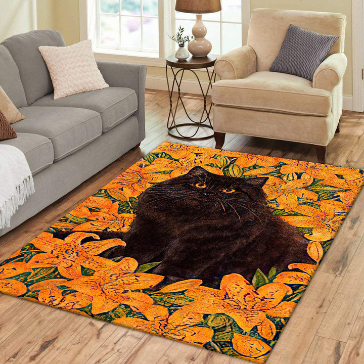 Bombay Cat With Flowers Rectangle Rug Gift For Cat Lover