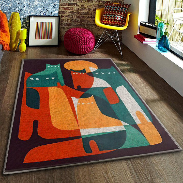 Colorful Cats Rectangle Rug Gift For Cat Lover