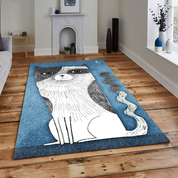 Portrait Cat Rectangle Rug Gift For Cat Lover, Living Room & Outdoor Area Rug