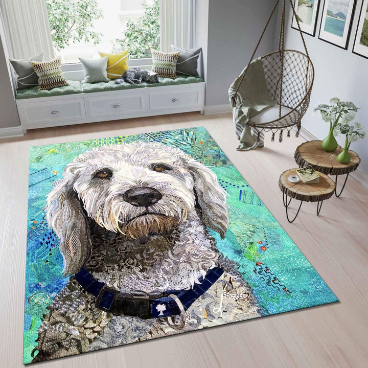 White Poodle Dog Rectangle Rug Highlight For Home, Living Room & Outdoor Area Rug