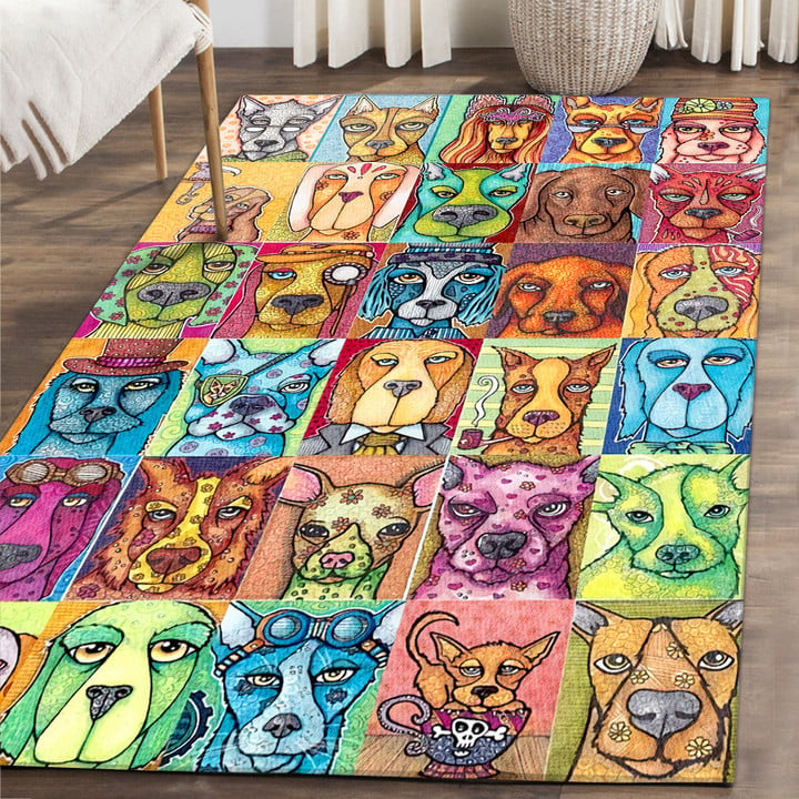 Dogs Rectangle Rug Highlight For Home, Living Room & Outdoor Area Rug