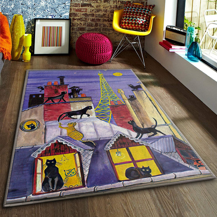 Cats At Midnight Rectangle Rug Gift For Cat Lover