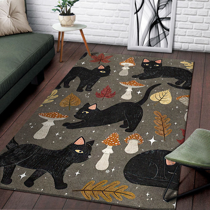 Daily Rountine Cat Leaf Rectangle Rug Gift For Cat Lover