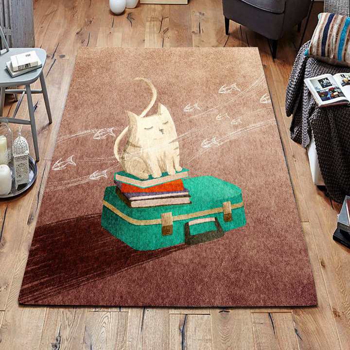 Hungry Cat Rectangle Rug Gift For Cat Lover
