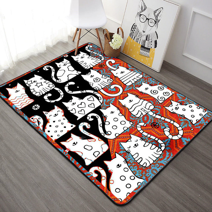 Cute Cats Rectangle Rug Gift For Cat Lover