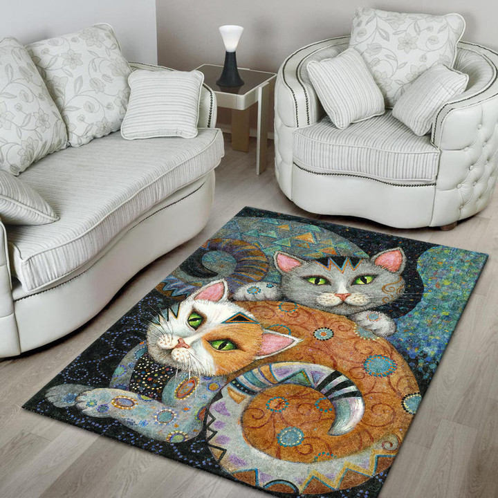 Cats With Pattern Rectangle Rug Gift For Cat Lover