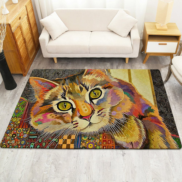 Cute Colorful Cat Rectangle Rug Gift For Cat Lover
