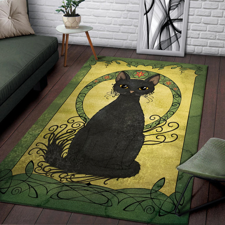 Authority Black Cat  Rectangle Rug Gift For Cat Lover