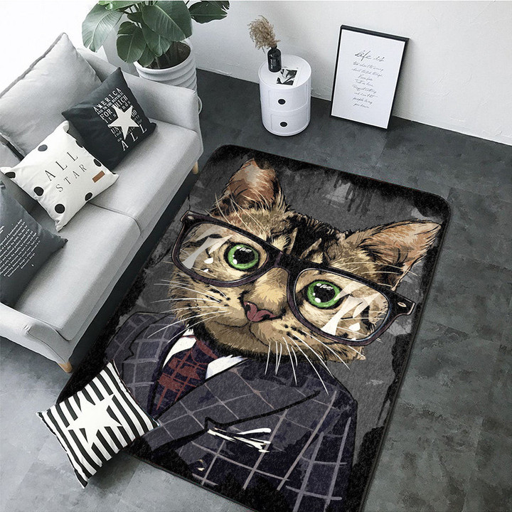 Gentlemen Cat Rectangle Rug Gift For Cat Lover