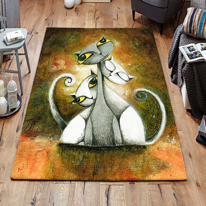 Happy Cats Rectangle Rug Gift For Cat Lover