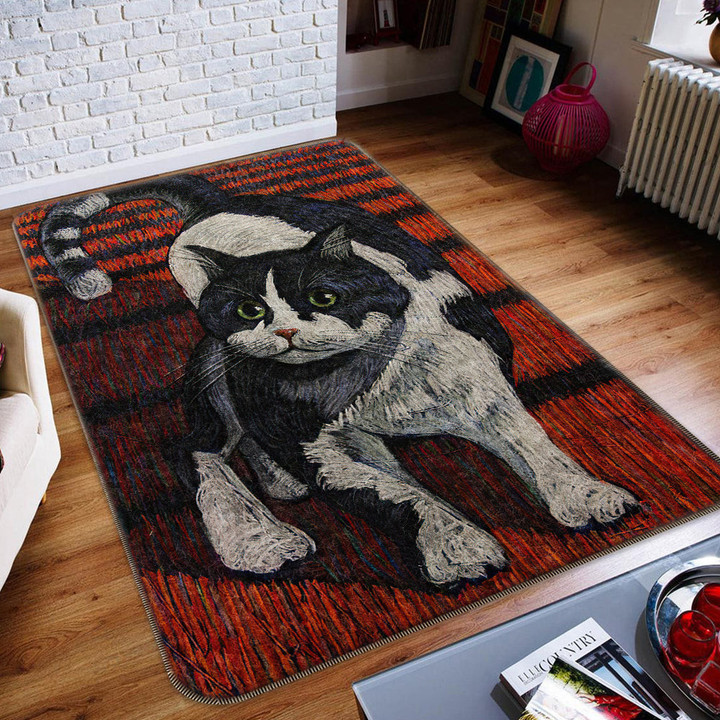 Portrait Cat Rectangle Rug Gift For Cat Lover