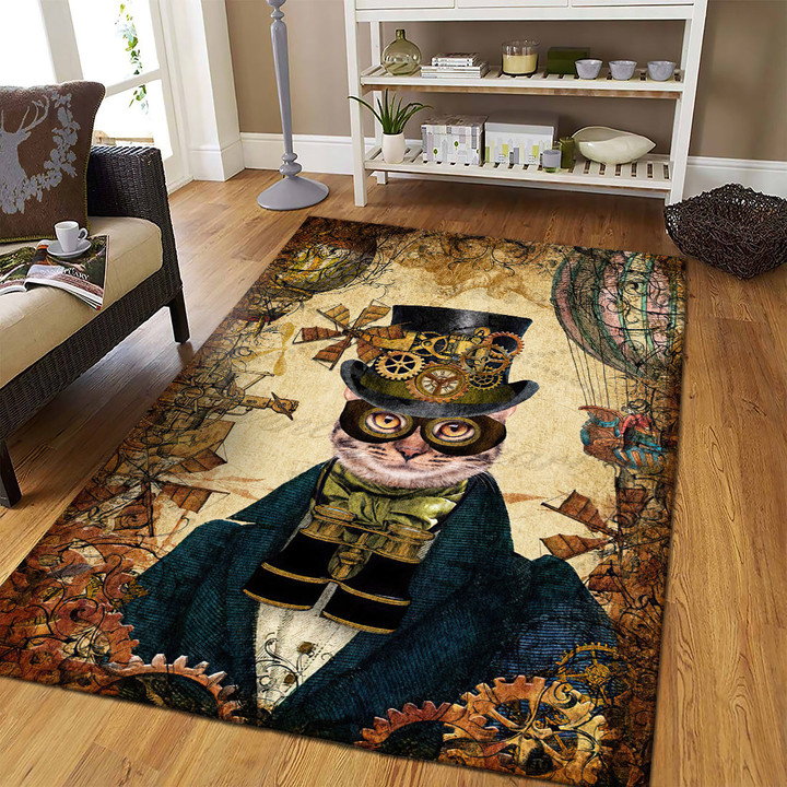 Sleuth Cat Rectangle Rug Gift For Cat Lover, Living Room & Outdoor Area Rug
