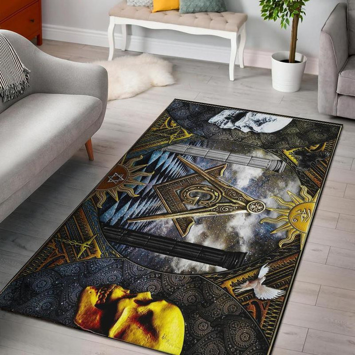 3D All Over Printed Freemason Rug Highlight For Home, Living Room & Outdoor Area Rug