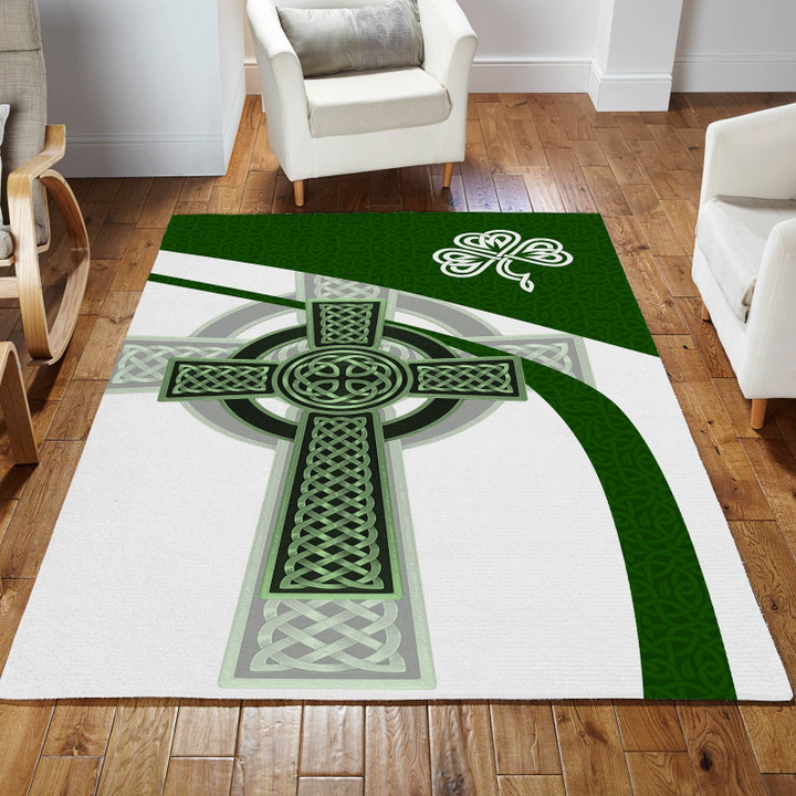 Irish Celtic Knot Cross St.Patrick day 3D Design print Rug Highlight For Home, Living Room & Outdoor Area Rug