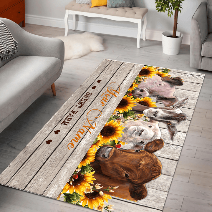 Happy Farm - Persionalized Name 3D Rug Highlight For Home, Living Room & Outdoor Area Rug