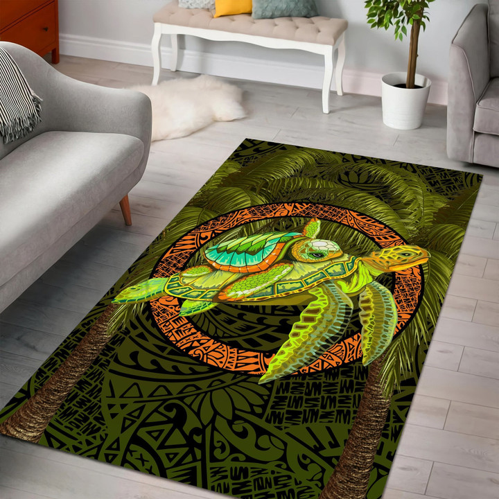 Premium Turtle Palm Tree Rug Highlight For Home, Living Room & Outdoor Area Rug
