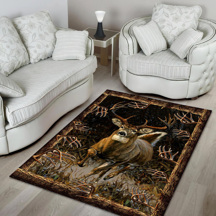 Deer Hunting 3D Rug Highlight For Home, Living Room & Outdoor Area Rug