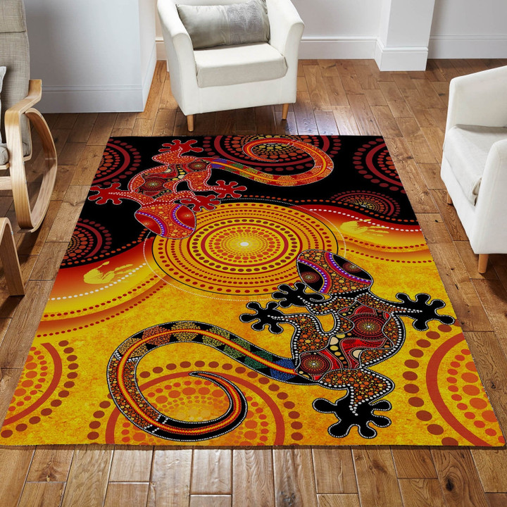 Aboriginal Australia Indigenous Lizards and the Sun Rug Highlight For Home, Living Room & Outdoor Area Rug
