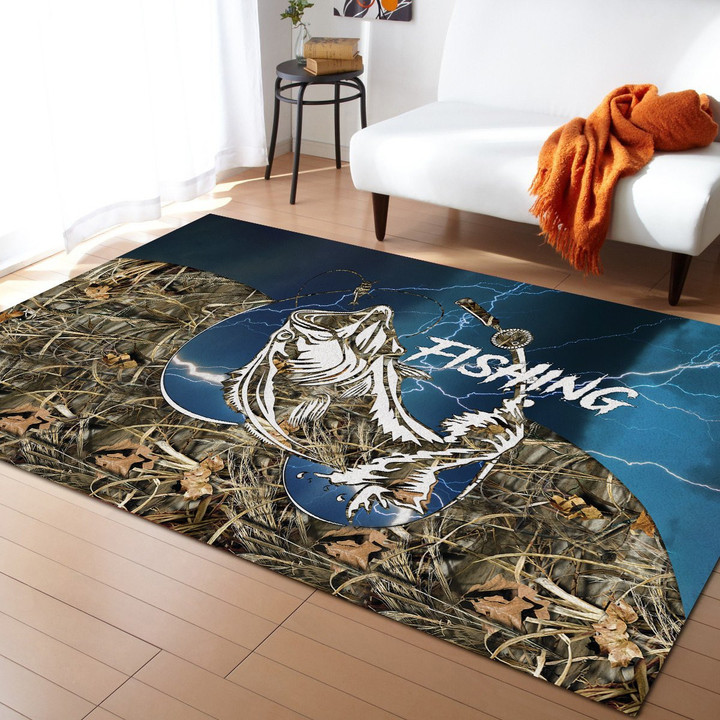 Bass fishing Sport - Blue version 3D Rug Highlight For Home, Living Room & Outdoor Area Rug