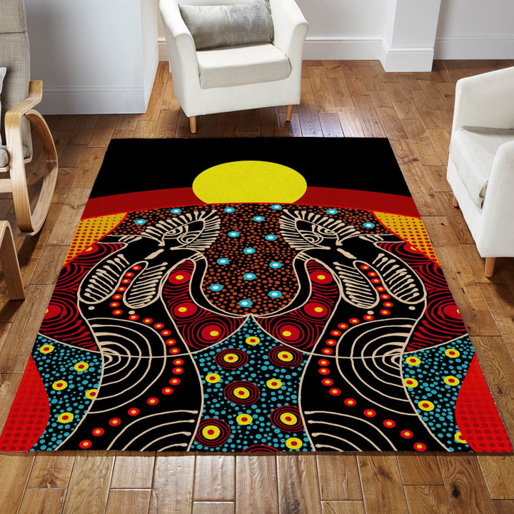 Aboriginal Australia Indigenous Together Painting Art Rug Highlight For Home, Living Room & Outdoor Area Rug