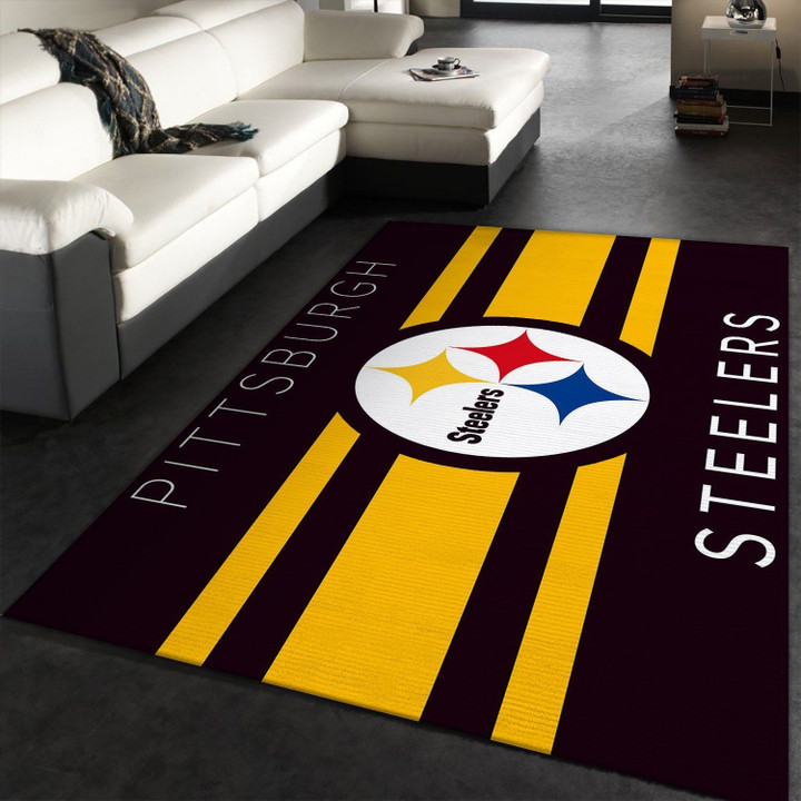 Pittsburgh Steelers Rug Large Area Rugs Highlight For Home, Living Room & Outdoor Area Rug