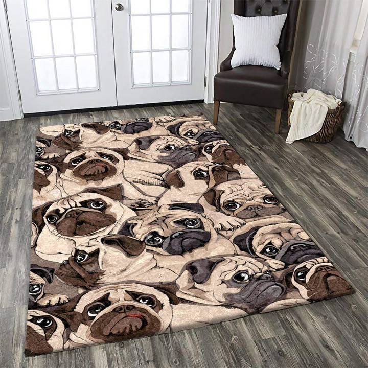 Pug Expressions Large Area Rugs Highlight For Home, Living Room & Outdoor Area Rug