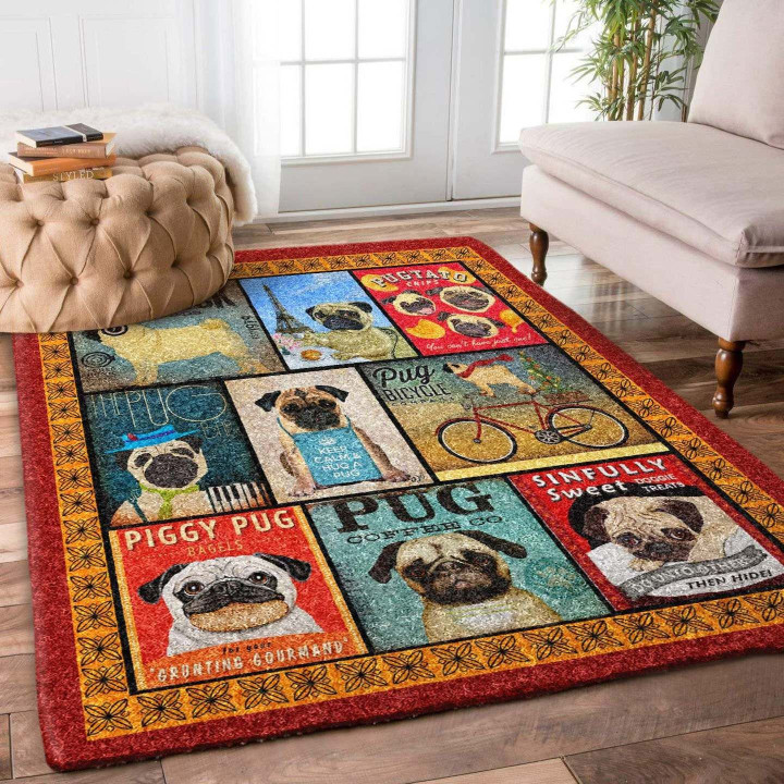 Pug Poster Large Area Rugs Highlight For Home, Living Room & Outdoor Area Rug