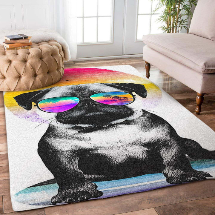 Sunset Pug Large Area Rugs Highlight For Home, Living Room & Outdoor Area Rug